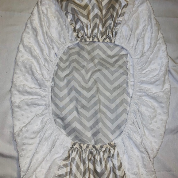 🤍🖤 Grey, White Cream chevron Changing pad cover - Picture 3 of 4